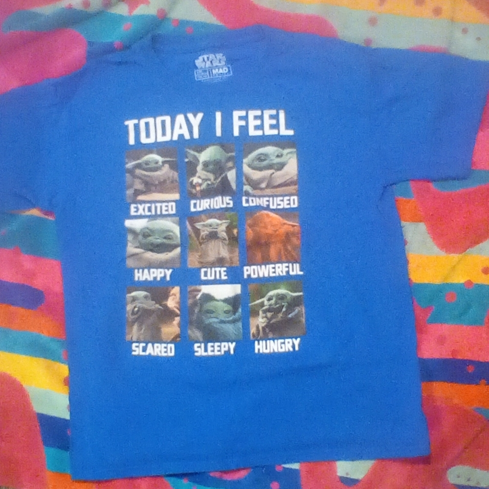 Baby Yoda Grogo blue kids shirt today I feel mood